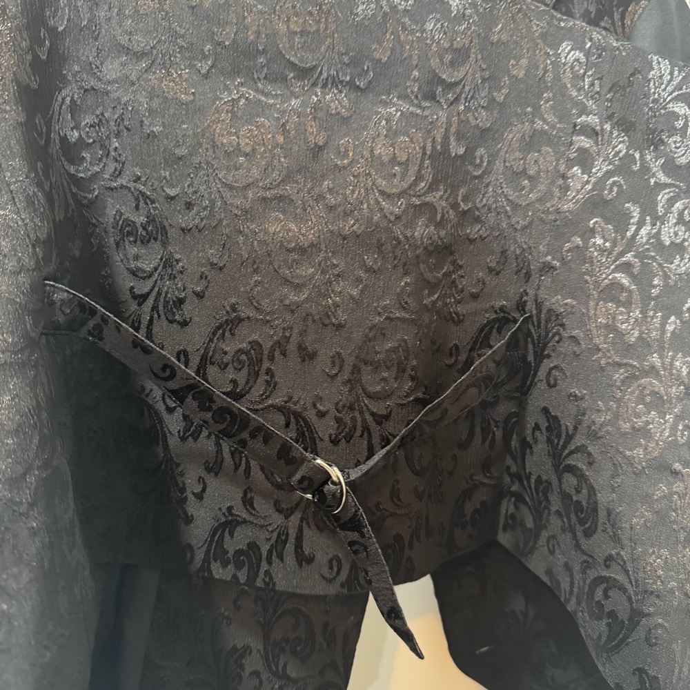 Black Brocade Button-Front Vest | New with Tags - Picture 8 of 10